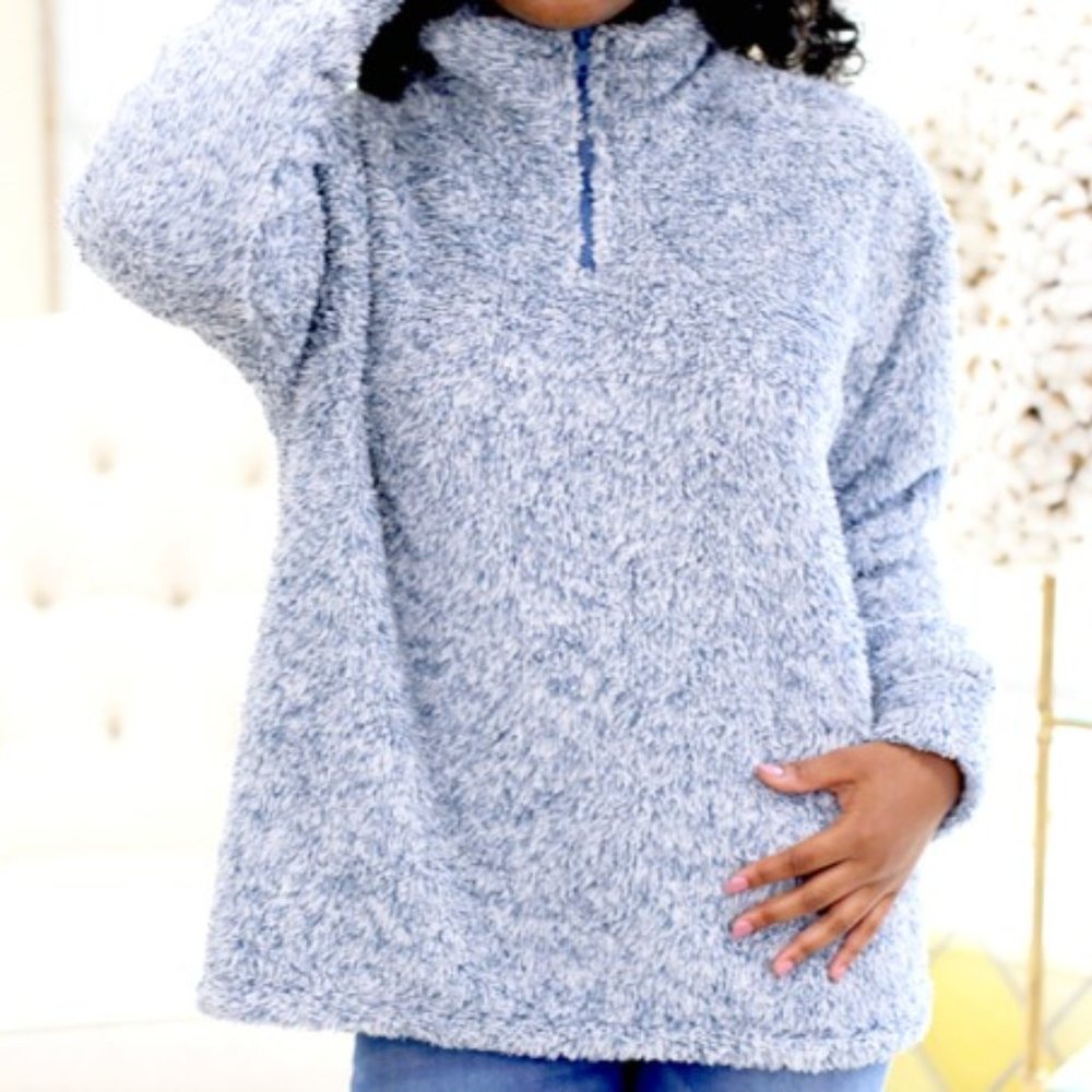Blue Sherpa Quarter Zip